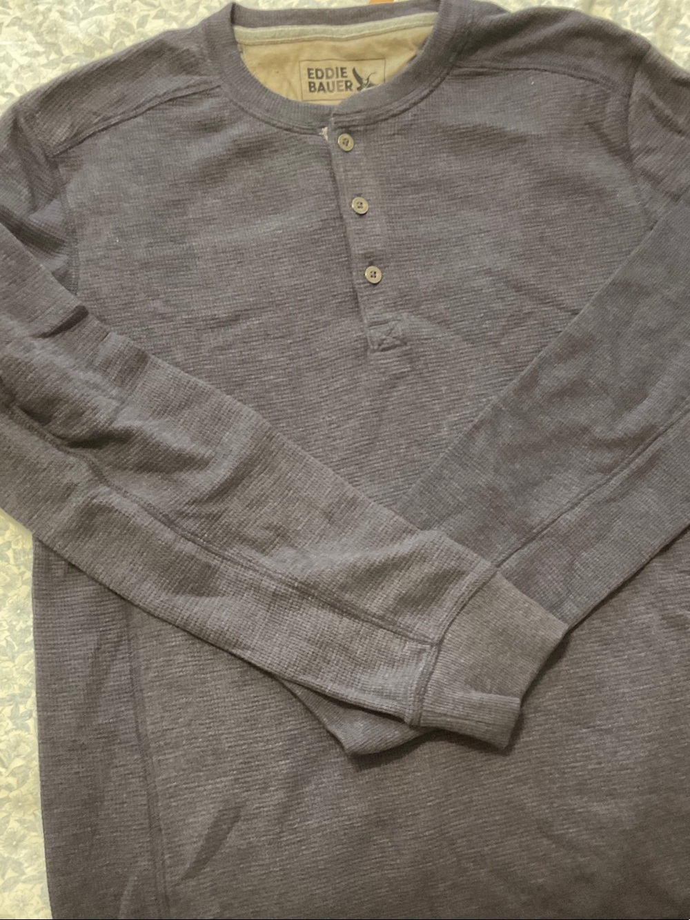 Eddie Bauer Men's Charcoal Henley Long-Sleeve Shirt
